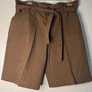 French Cuff cocoa brown shorts w/matching tie at waistband. Sz 16. Preowned. EUC